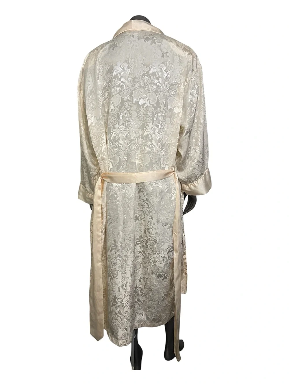Victoria's Secret Robe Women’s M/L Cream Satin-Trim Jacquard Sash Vintage Bridal